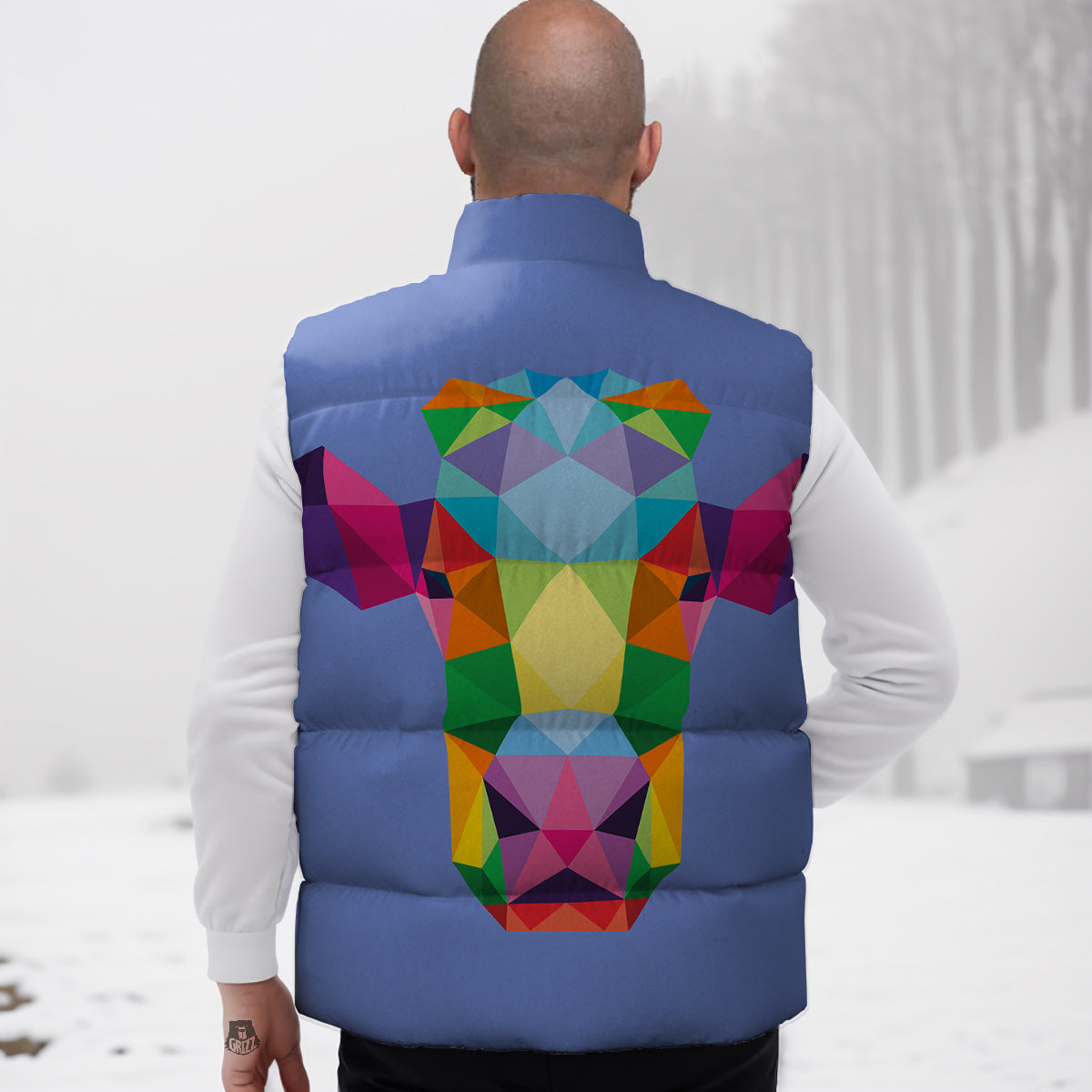 Cow Colorful Print Down Vest