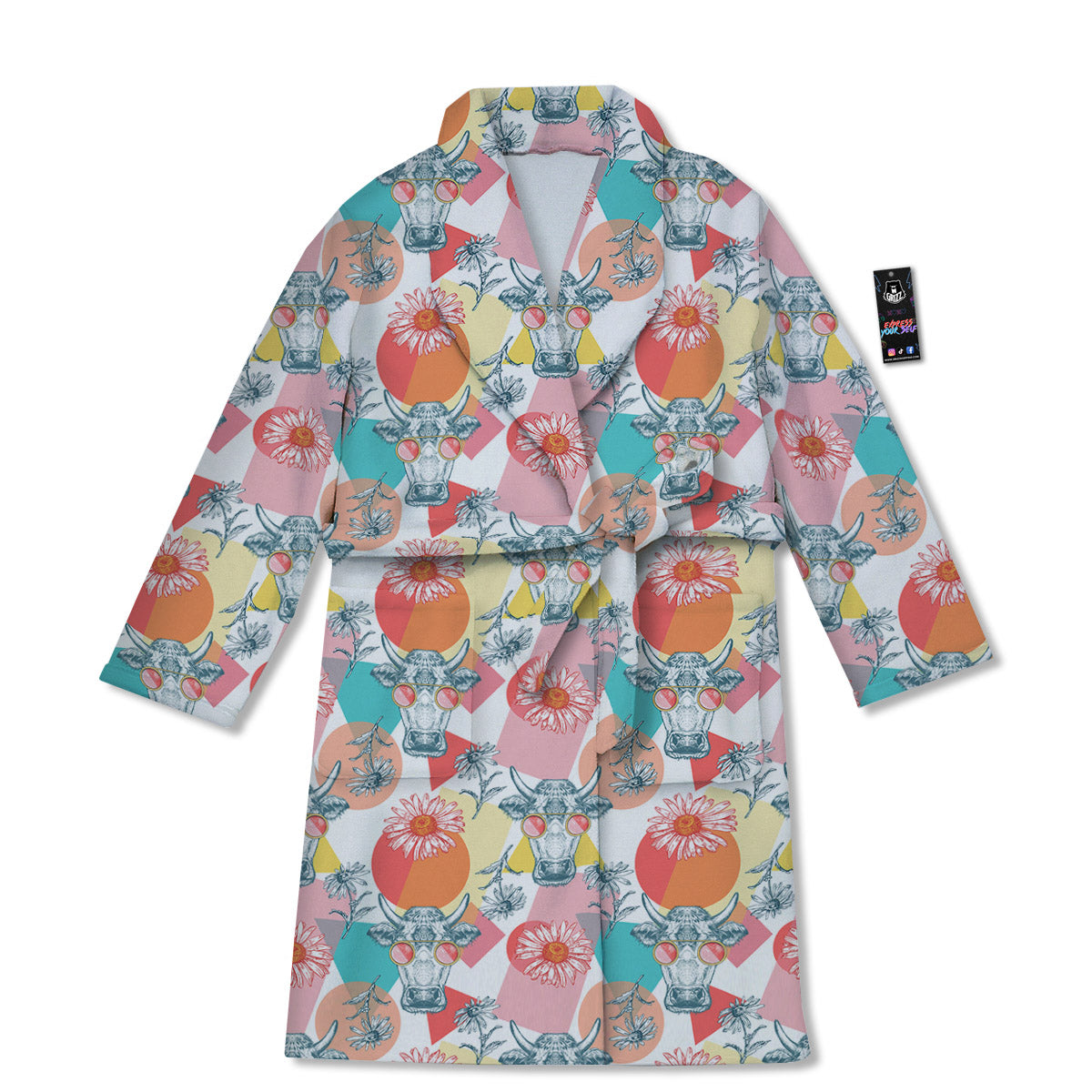 Cow Colorful Print Pattern Bathrobe-grizzshop