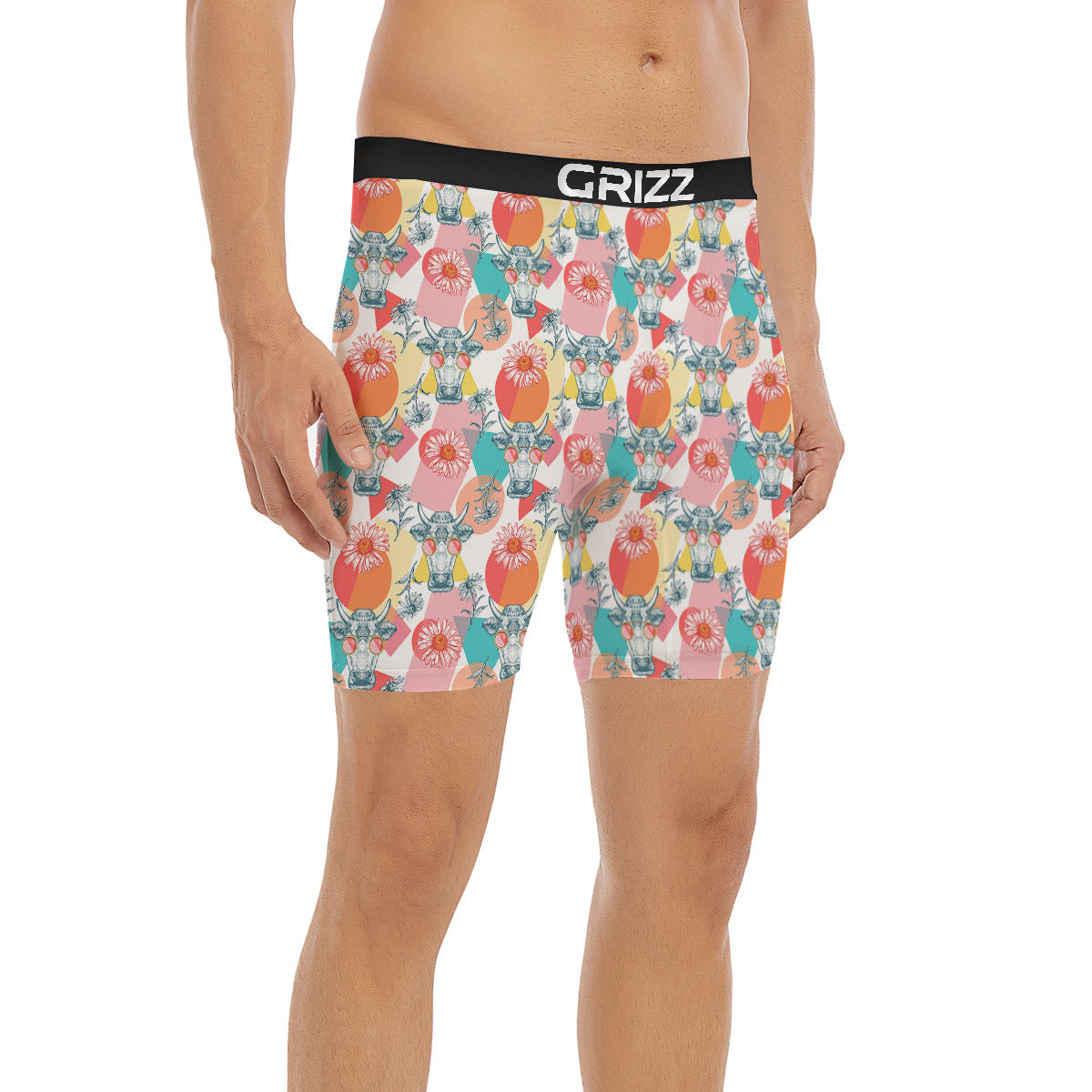 Cow Colorful Print Pattern Boxer Briefs-grizzshop
