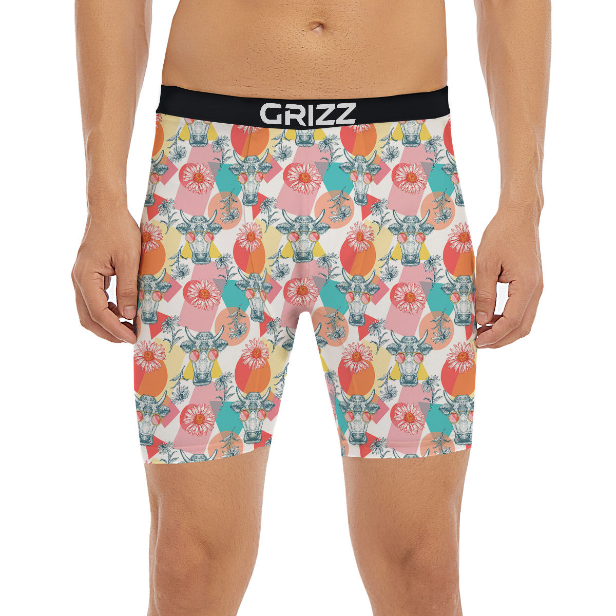 Cow Colorful Print Pattern Boxer Briefs-grizzshop