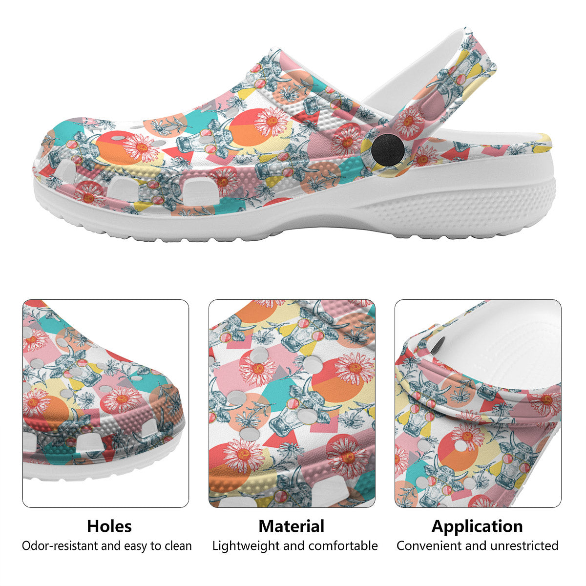 Cow Colorful Print Pattern Clog-grizzshop