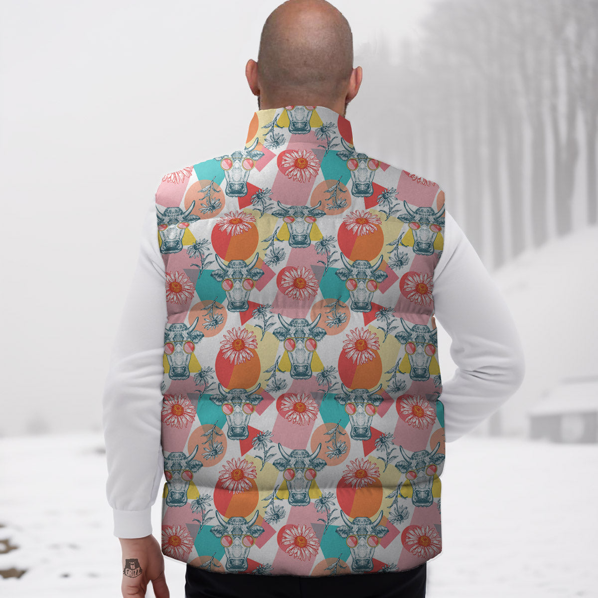 Cow Colorful Print Pattern Down Vest
