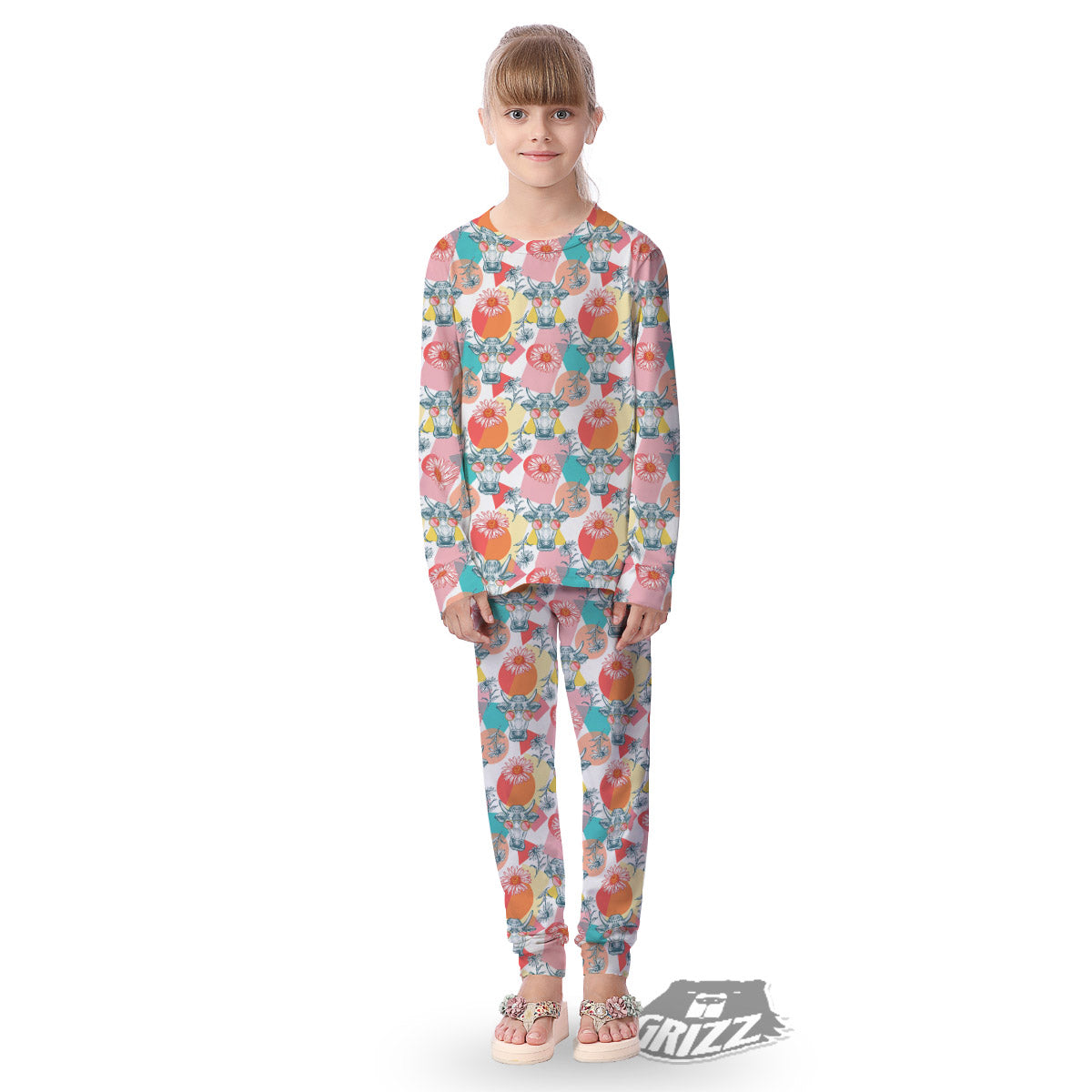 Cow Colorful Print Pattern Kid's Pajamas-grizzshop