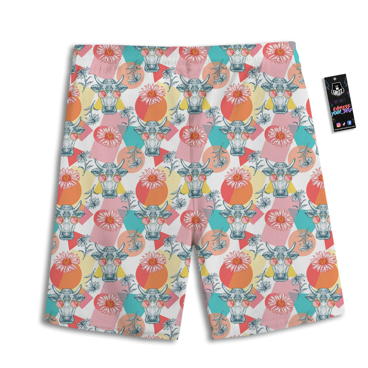 Cow Colorful Print Pattern Men's Athletic Shorts