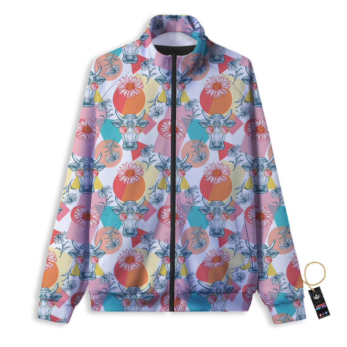 Cow Colorful Print Pattern Track Jacket-grizzshop