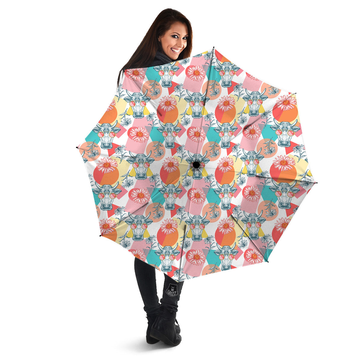 Cow Colorful Print Pattern Umbrella-grizzshop