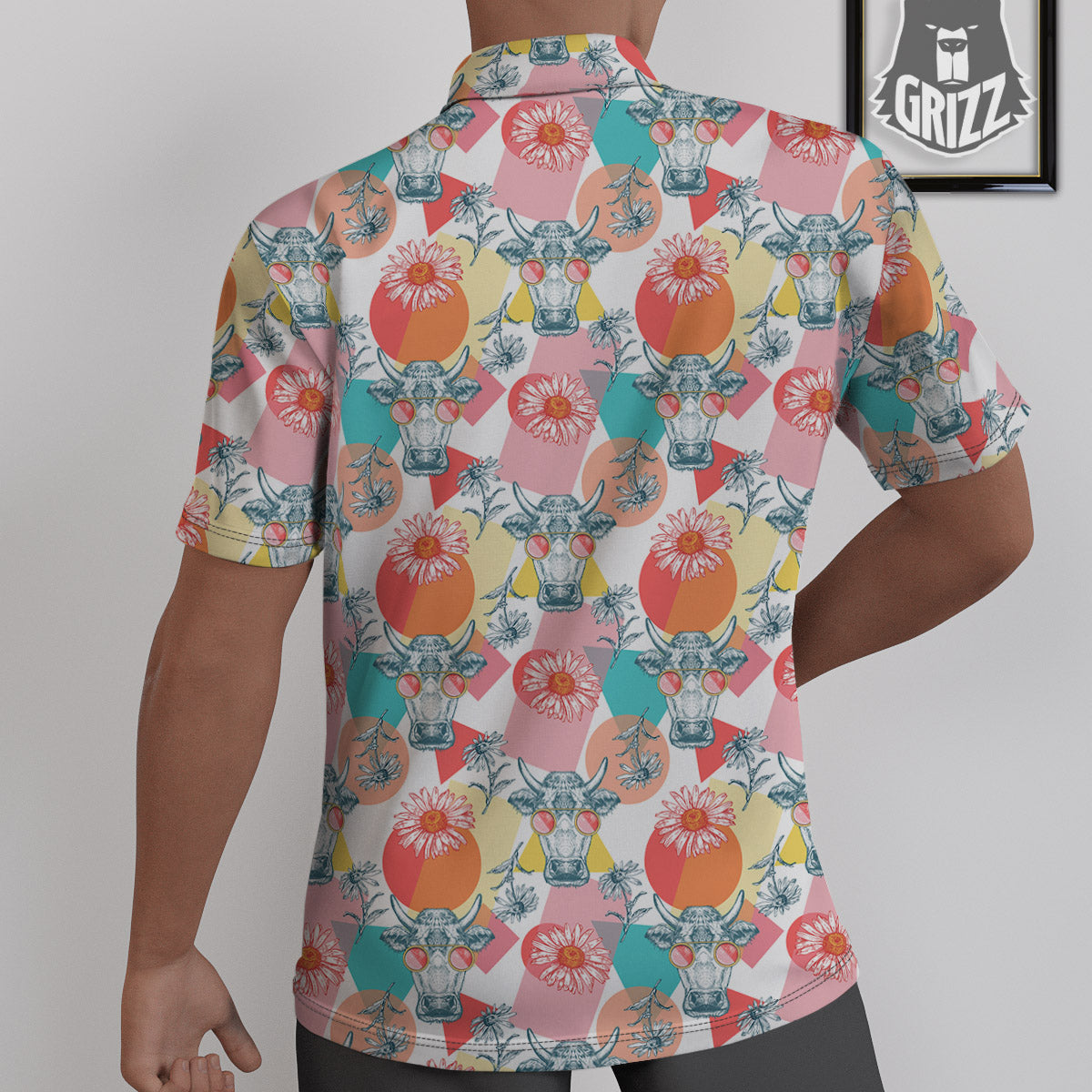 Cow Colorful Print Pattern Untucked Shirts-grizzshop