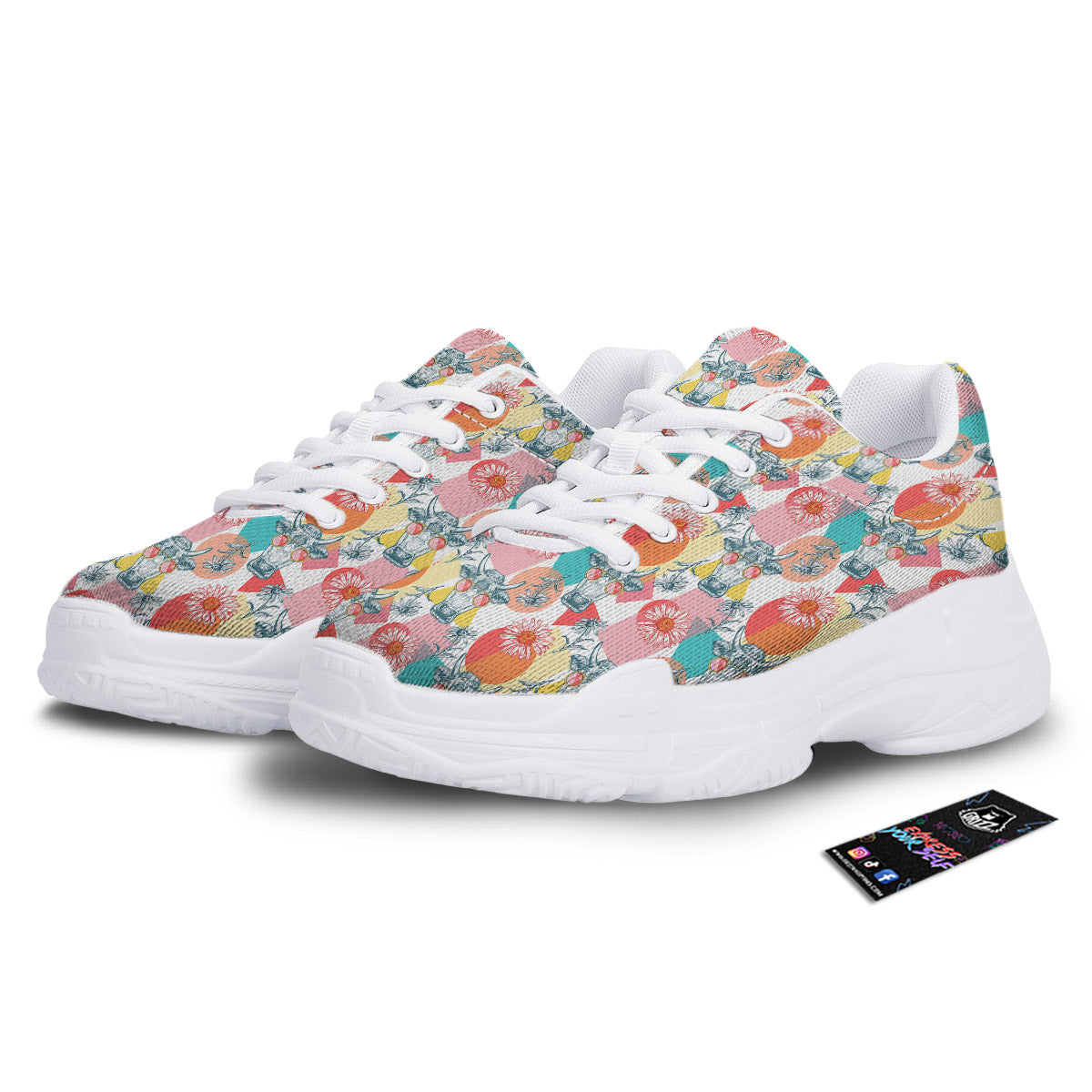 Cow Colorful Print Pattern White Chunky Shoes-grizzshop