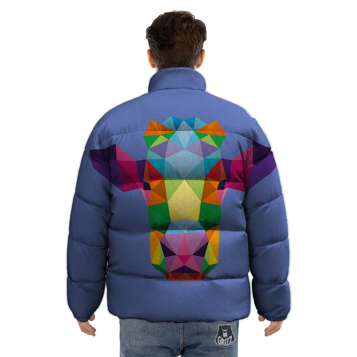 Cow Colorful Print Puffer Jacket-grizzshop