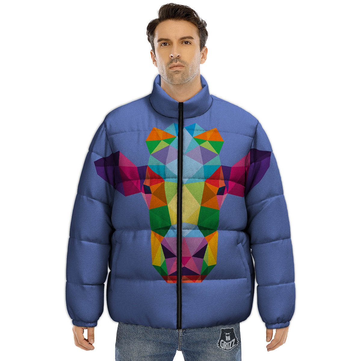 Cow Colorful Print Puffer Jacket-grizzshop