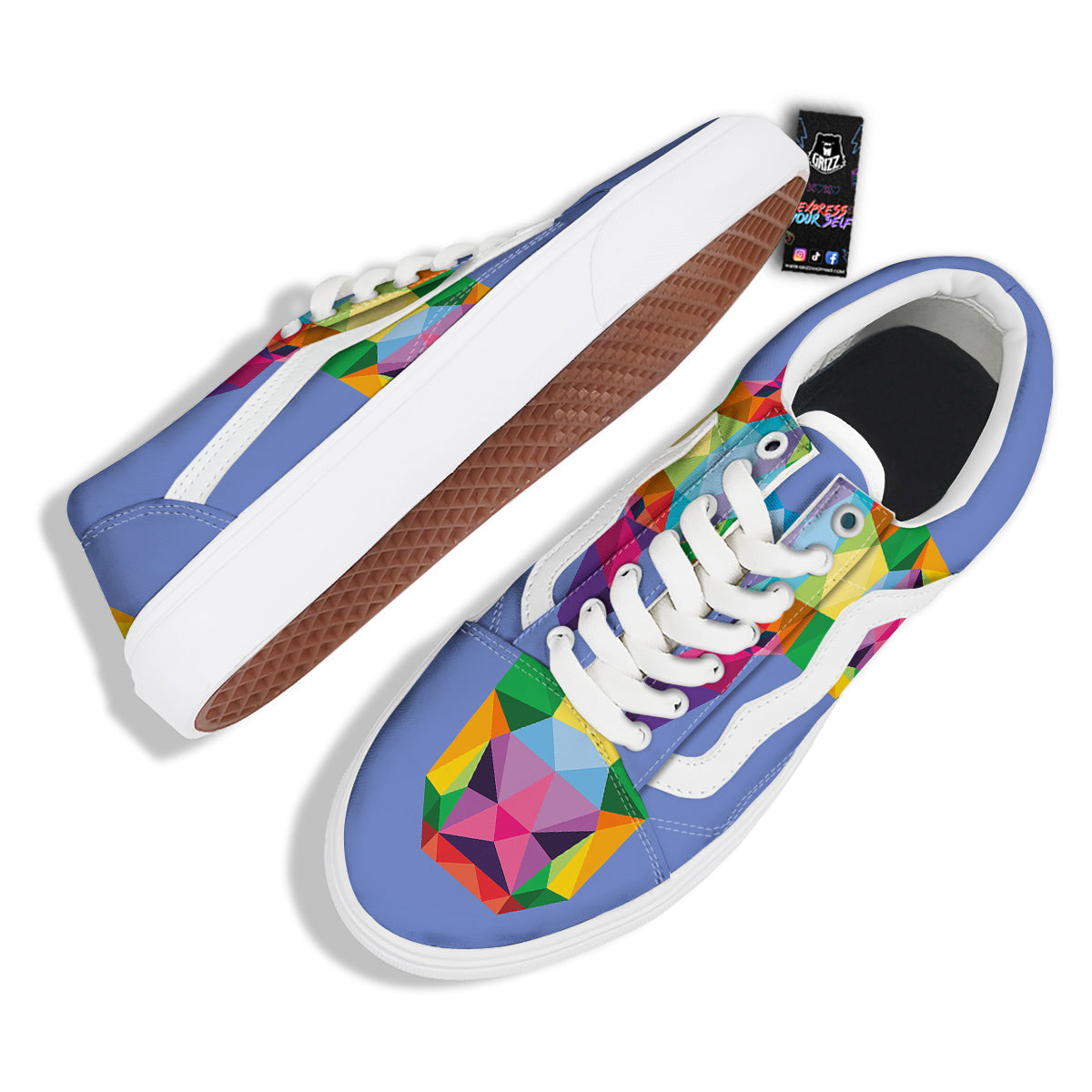 Cow Colorful Print Skate Shoes-grizzshop