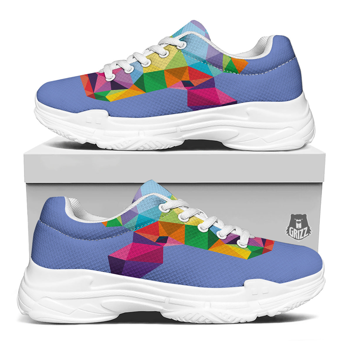 Cow Colorful Print White Chunky Shoes-grizzshop