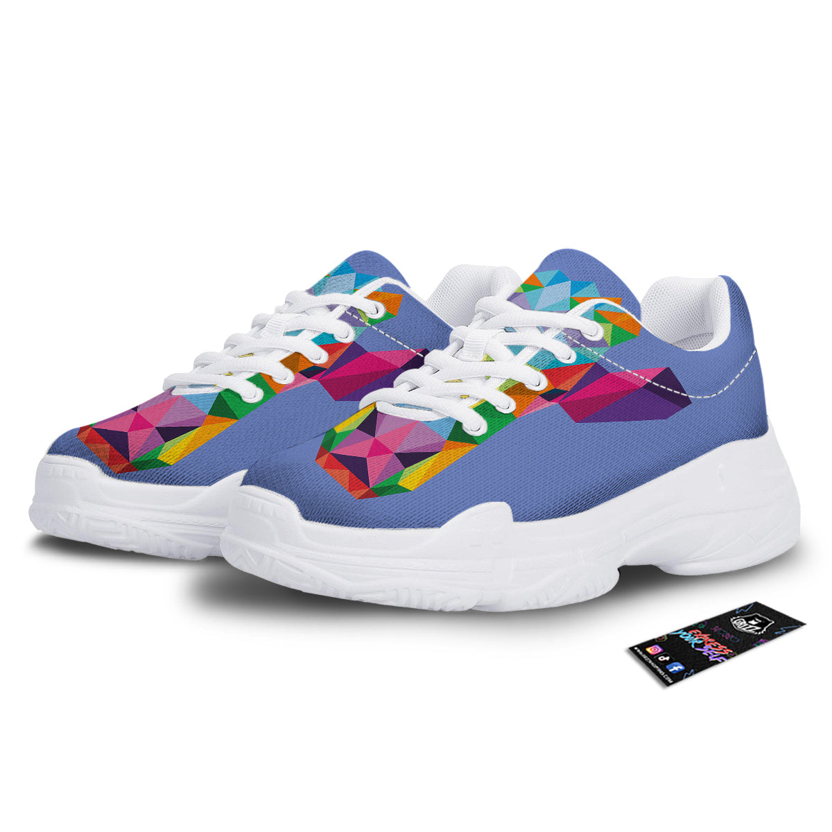 Cow Colorful Print White Chunky Shoes-grizzshop