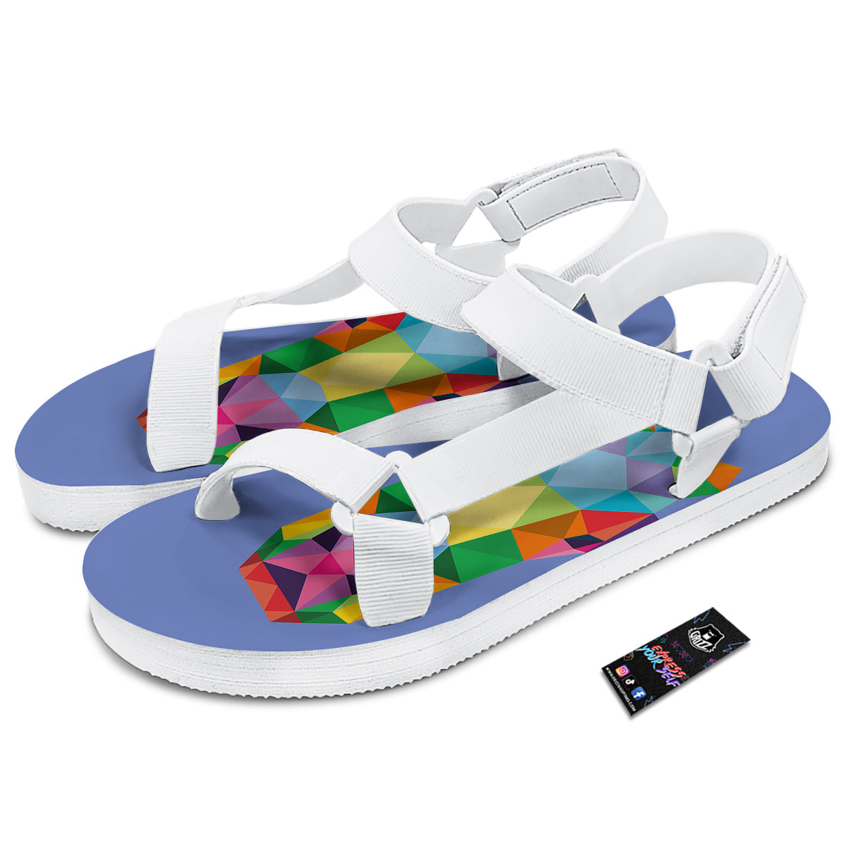 Cow Colorful Print White Open Toe Sandals-grizzshop