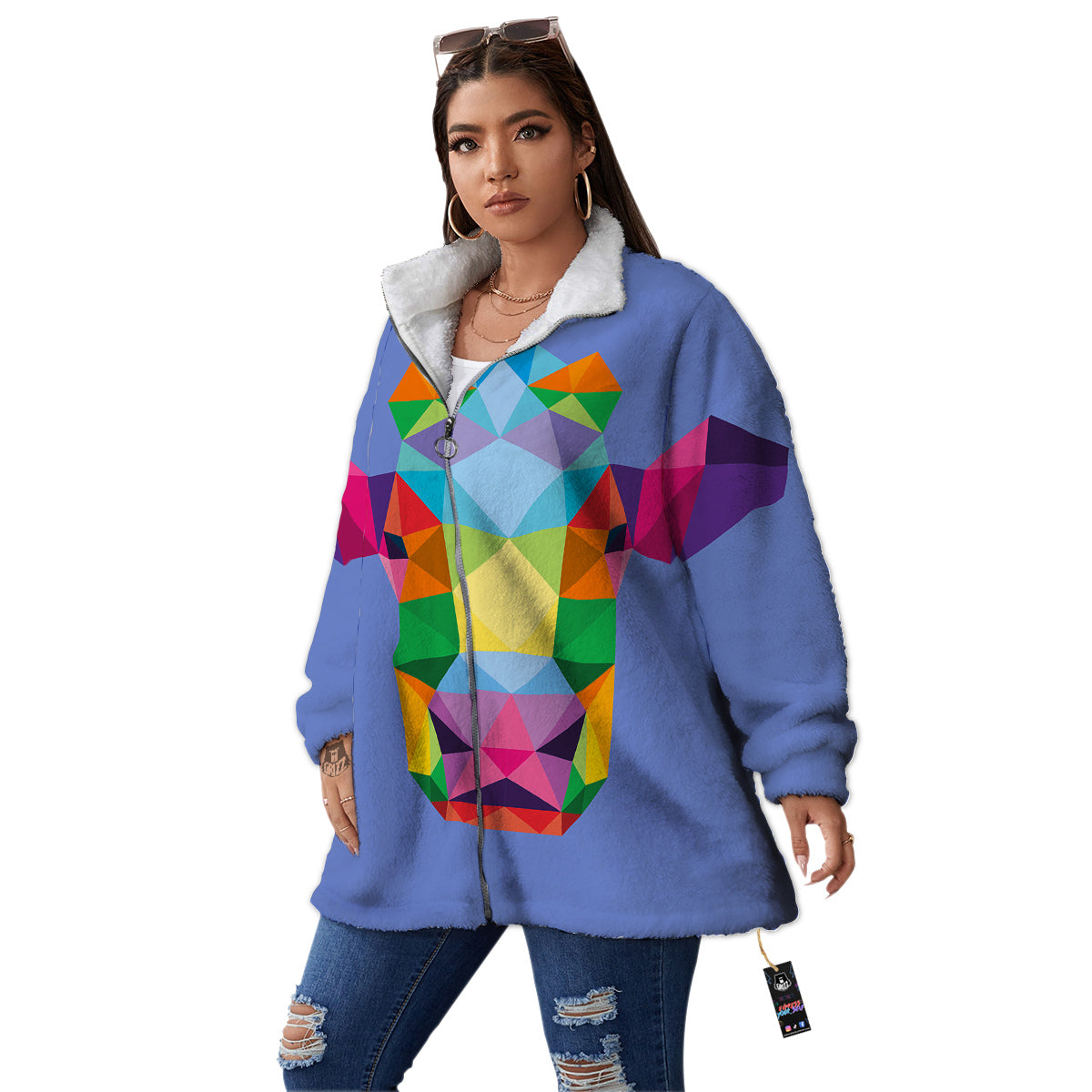 Cow Colorful Print Women's Sherpa Jacket-grizzshop