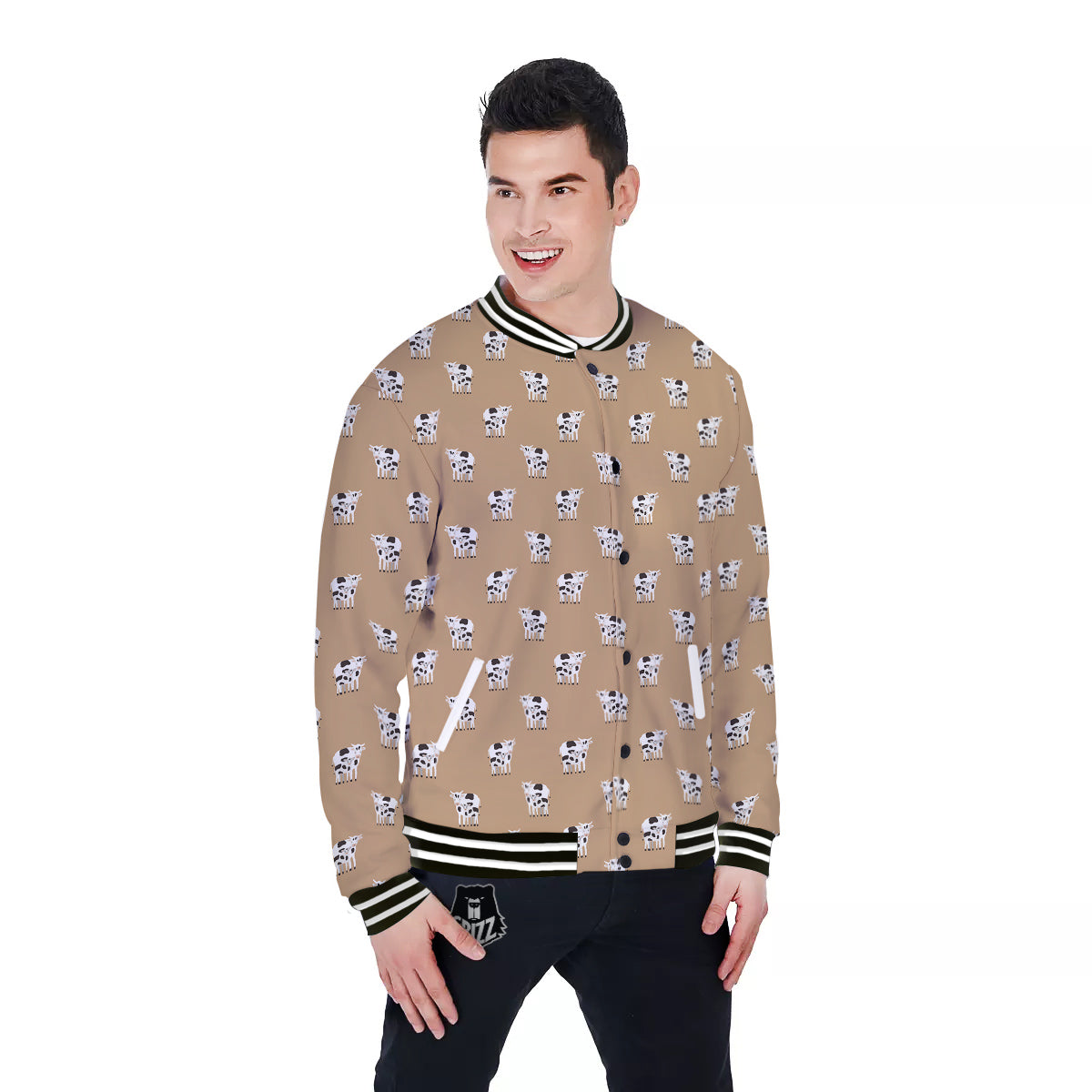 Cow Cute And Baby Cow Print Pattern Baseball Jacket-grizzshop