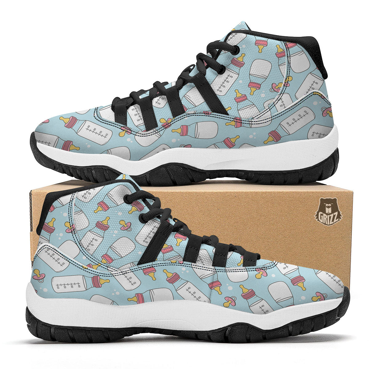 Cow Cute And Baby Cow Print Pattern Black Bball Shoes-grizzshop