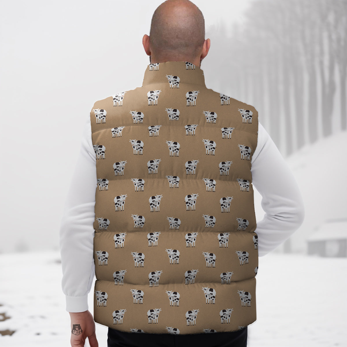 Cow Cute And Baby Cow Print Pattern Down Vest