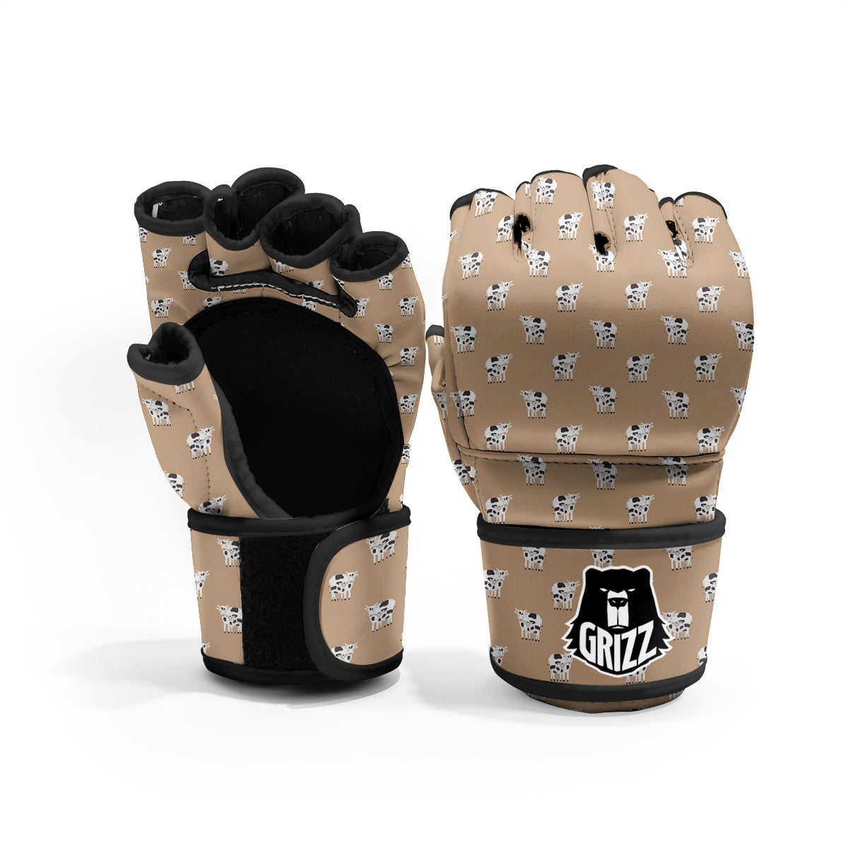 Cow Cute And Baby Cow Print Pattern MMA Gloves-grizzshop