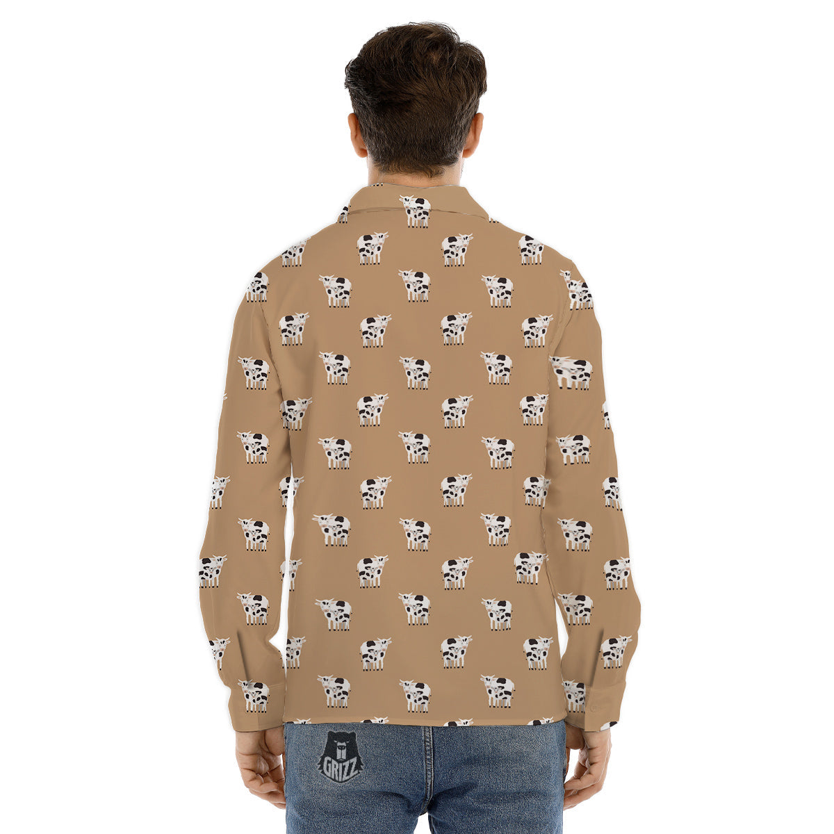 Cow Cute And Baby Cow Print Pattern Men's Dress Shirts-grizzshop