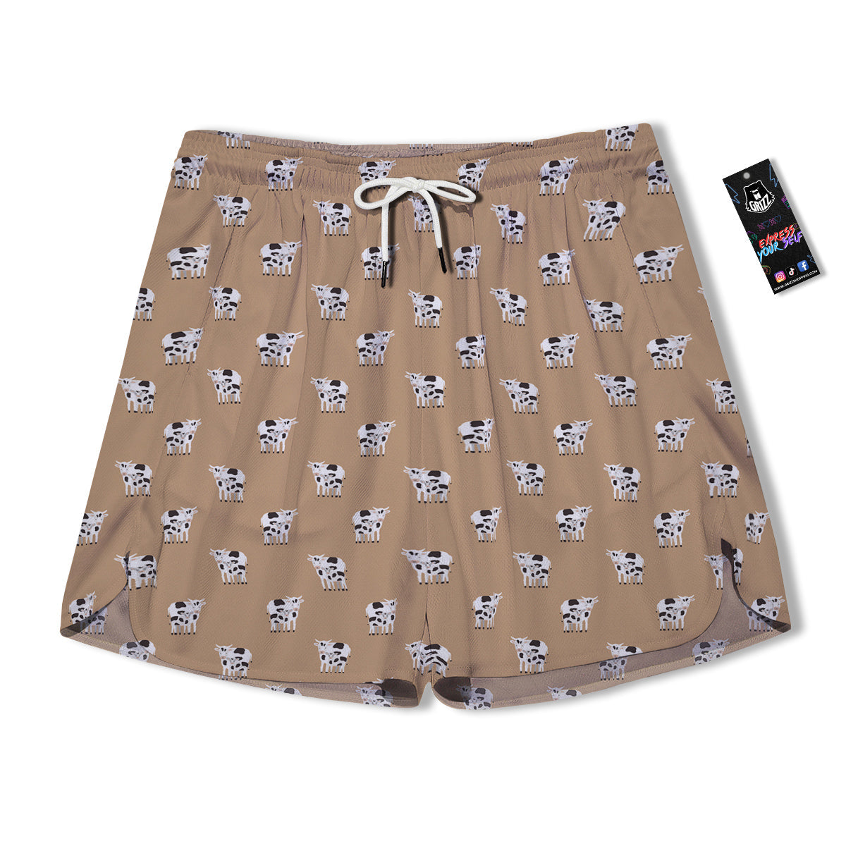 Cow Cute And Baby Cow Print Pattern Men's Running Shorts-grizzshop