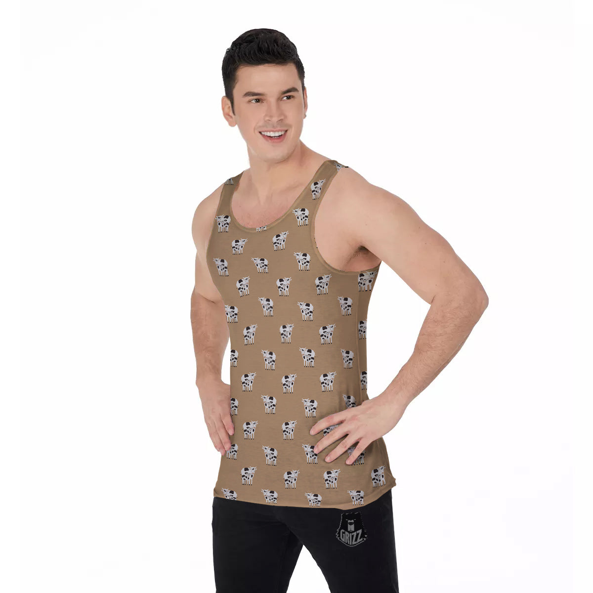 Cow Cute And Baby Cow Print Pattern Men's Tank Top-grizzshop