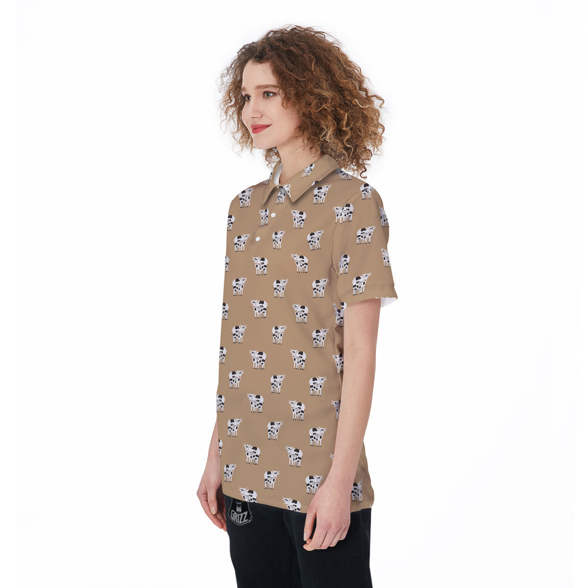 Cow Cute And Baby Cow Print Pattern Women's Golf Shirts-grizzshop