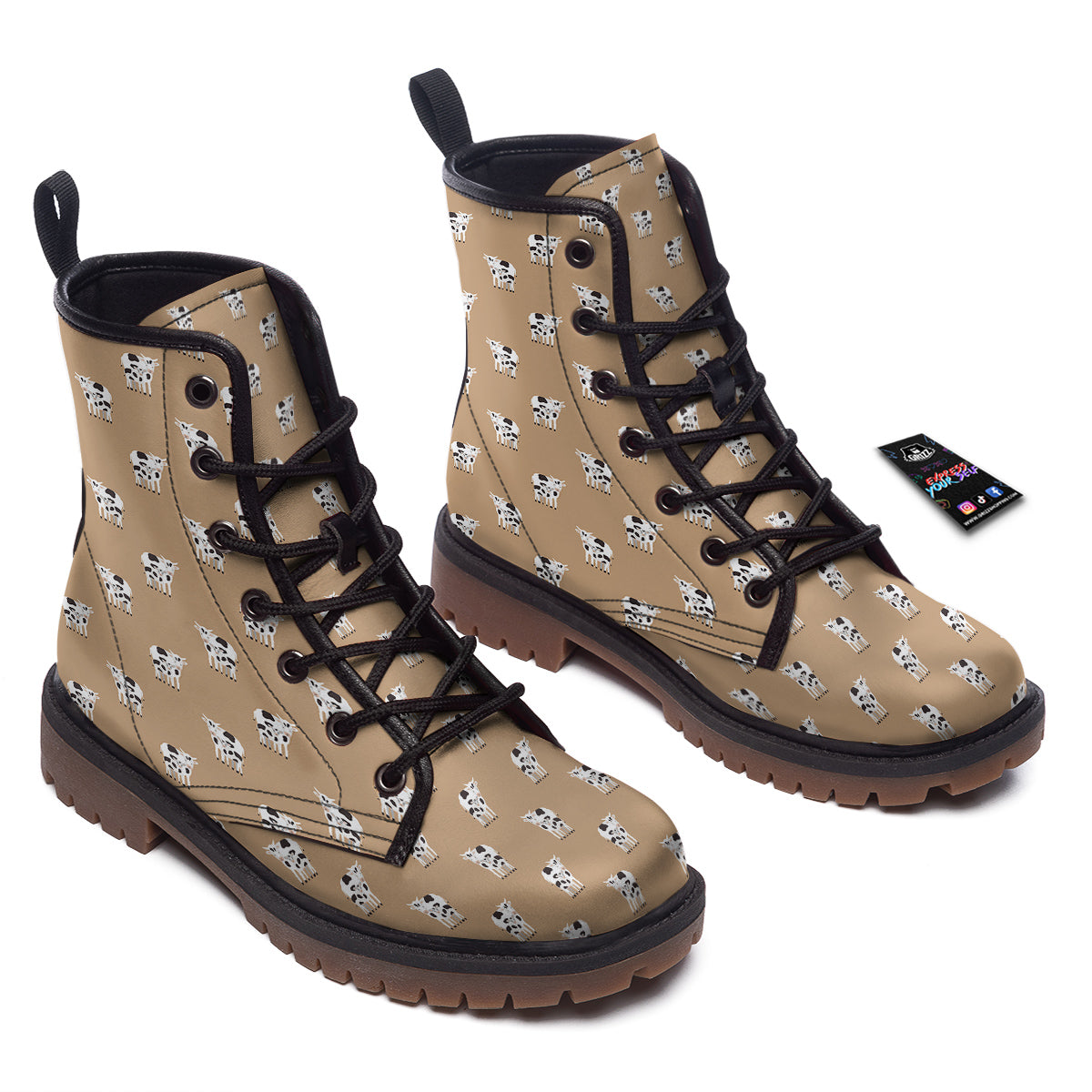 Cow Cute And Baby Cow Print Pattern Work Boots-grizzshop