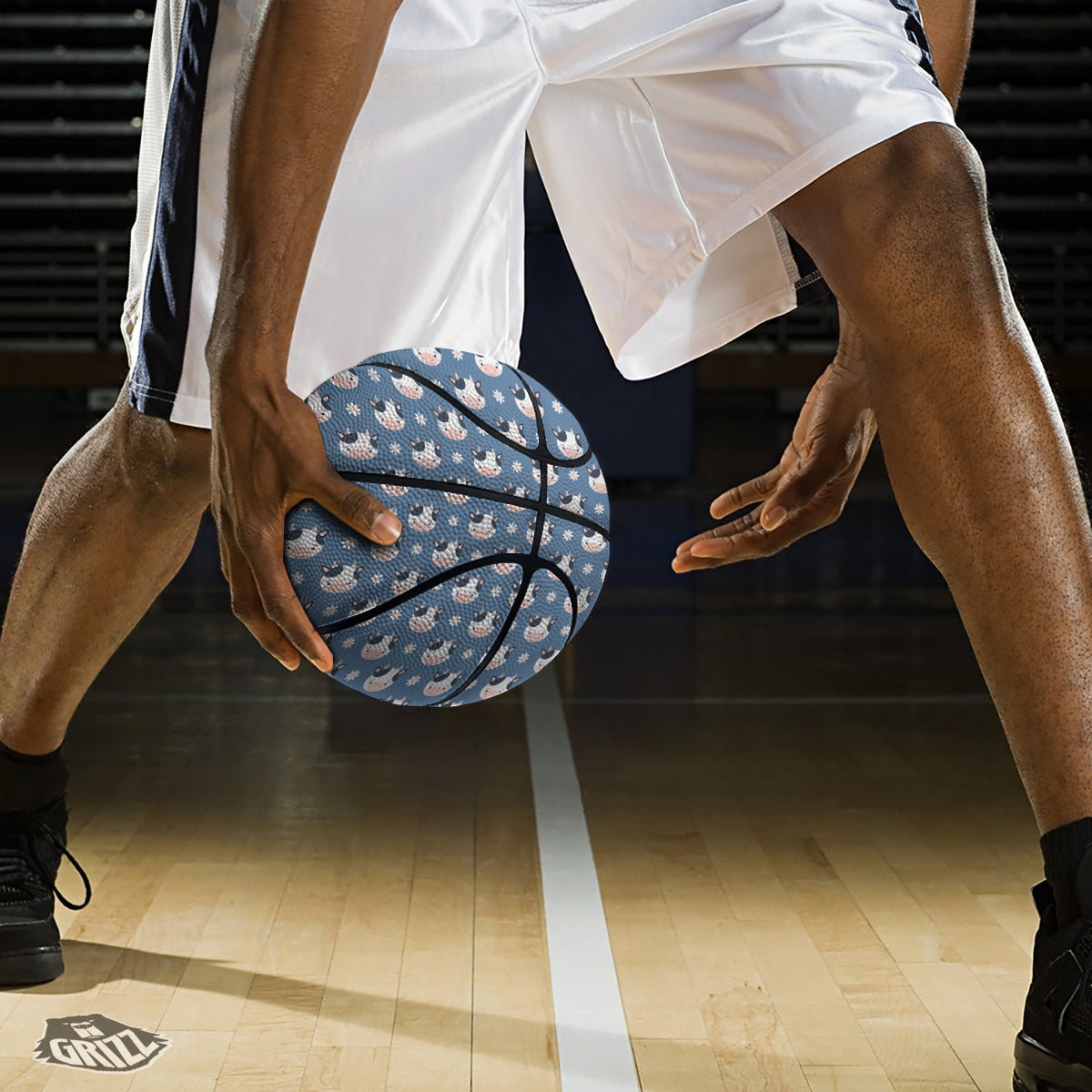 Cow Cute And Daisy Flower Print Pattern Basketball-grizzshop