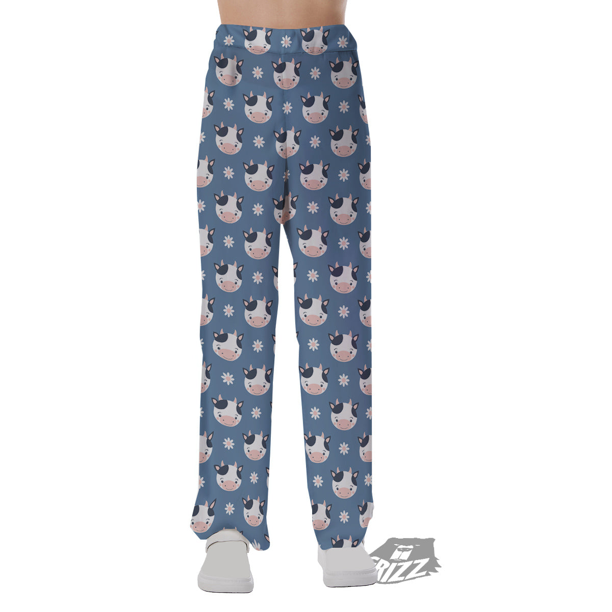Cow Cute And Daisy Flower Print Pattern Pajama Pants-grizzshop