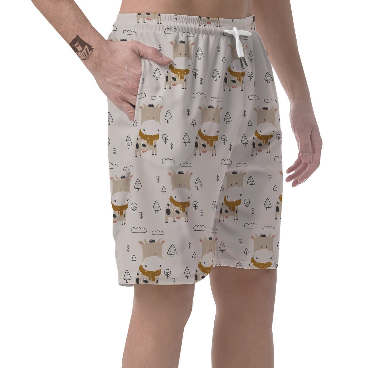 Cow Cute Print Men's Shorts-grizzshop