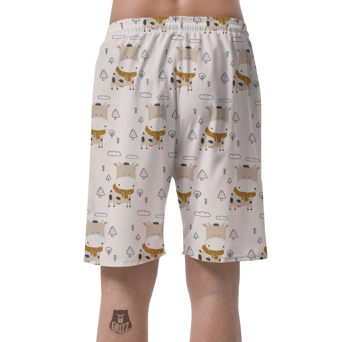 Cow Cute Print Men's Shorts-grizzshop