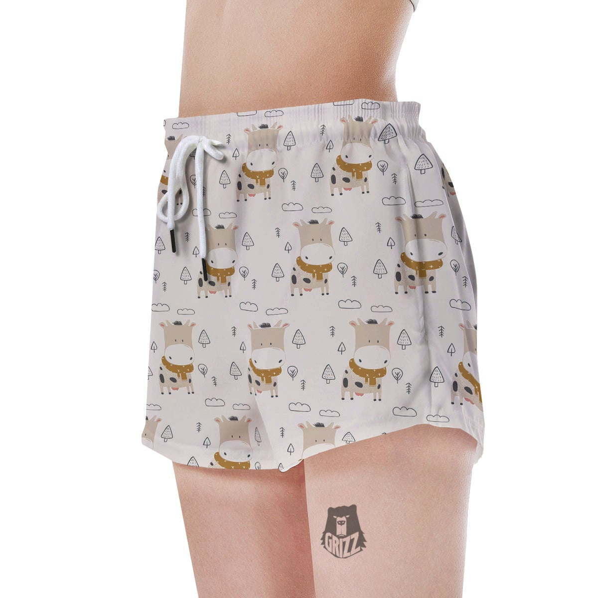 Cow Cute Print Women's Shorts-grizzshop