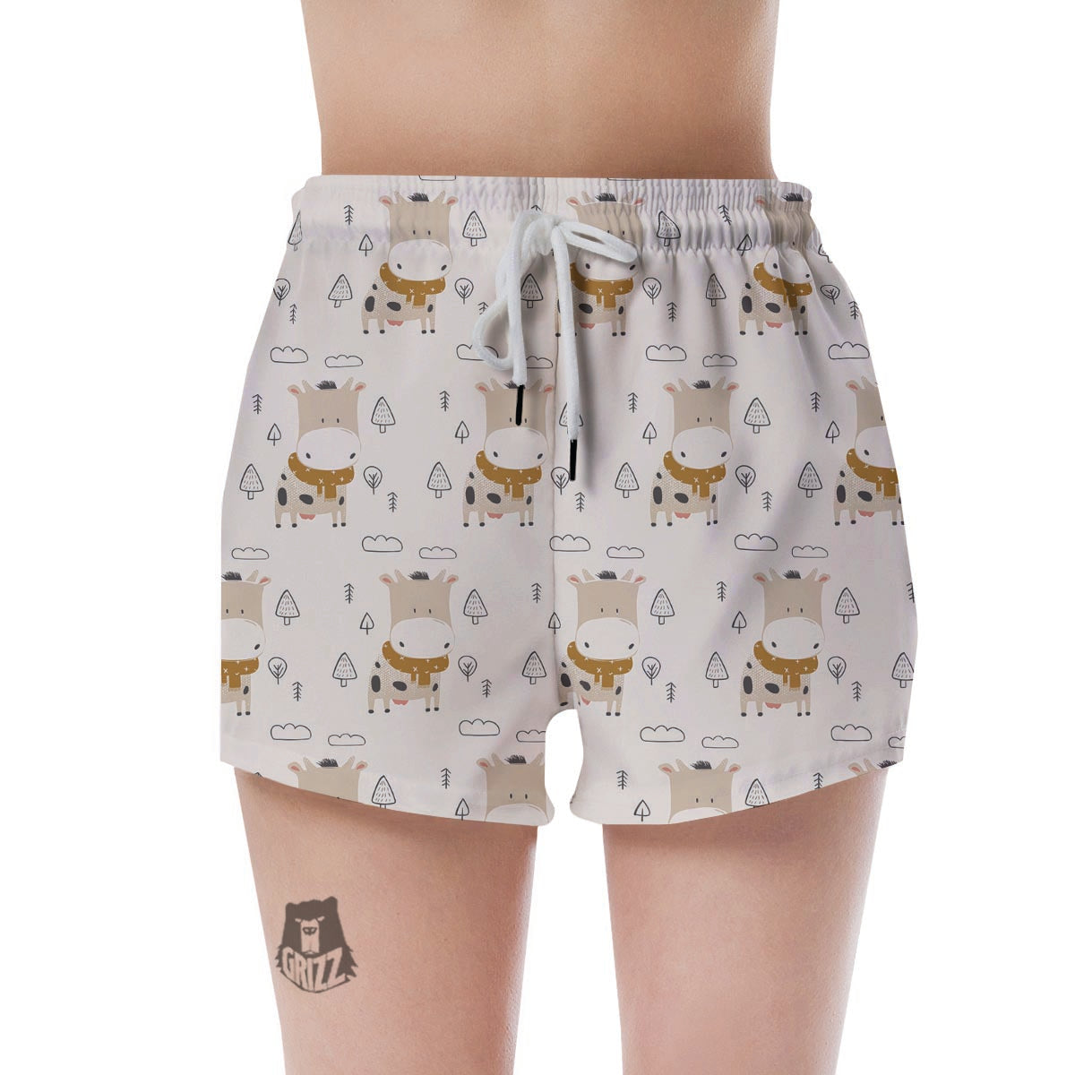 Cow Cute Print Women's Shorts-grizzshop