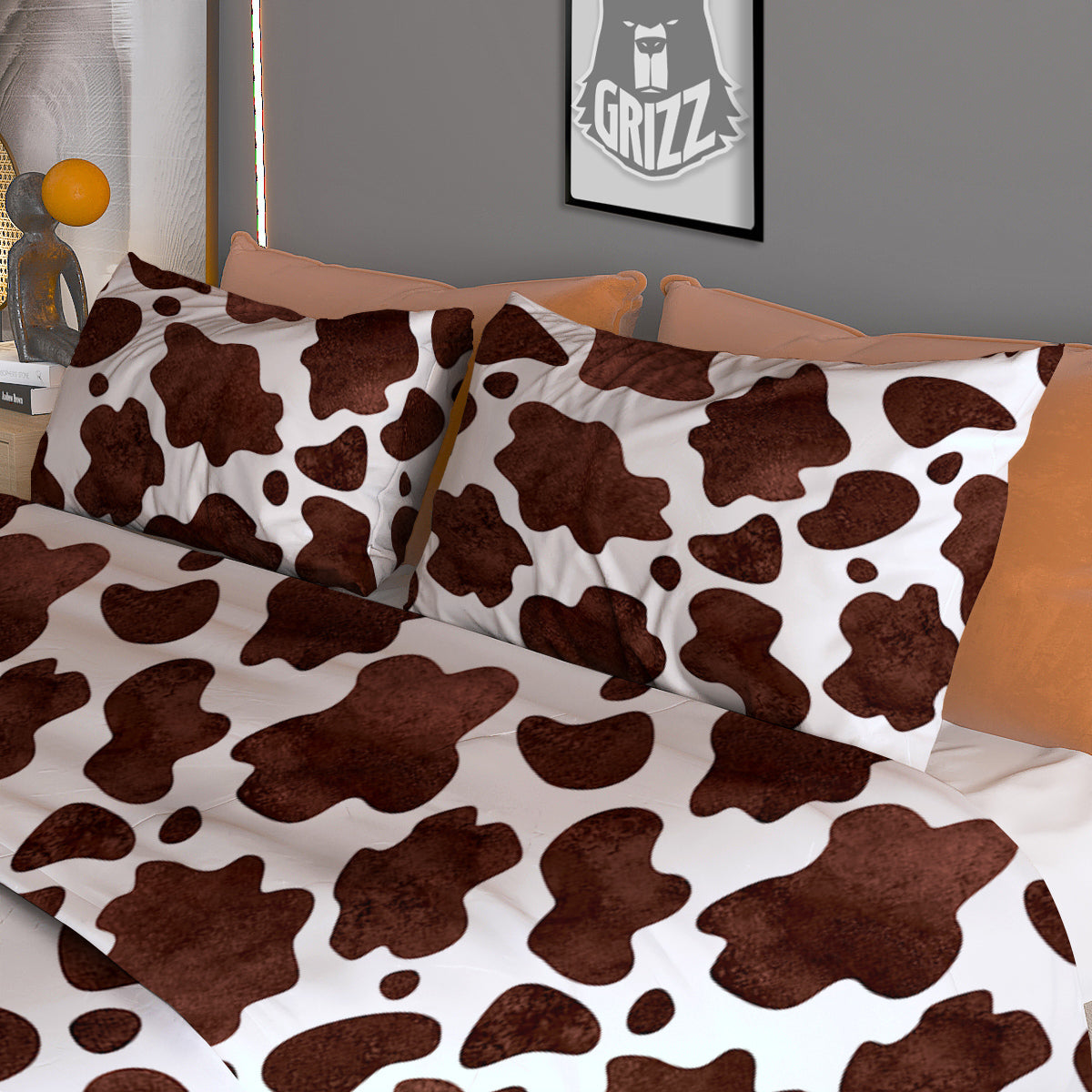 Cow Dark Brown Print Duvet Cover Bedding Set