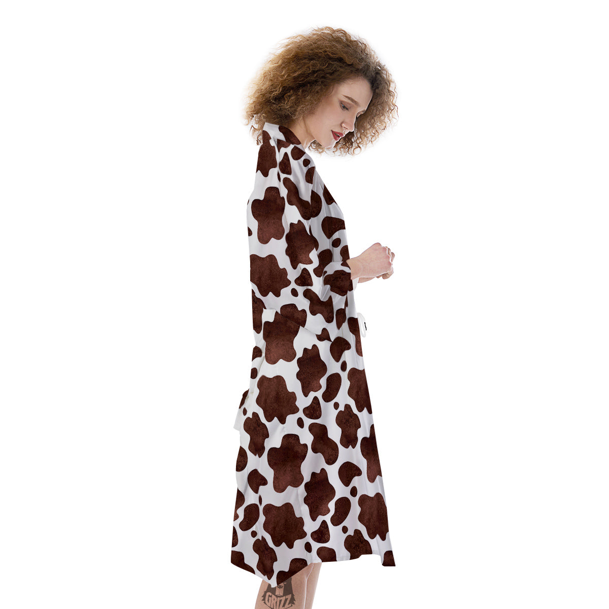 Cow Dark Brown Print Kimono-grizzshop