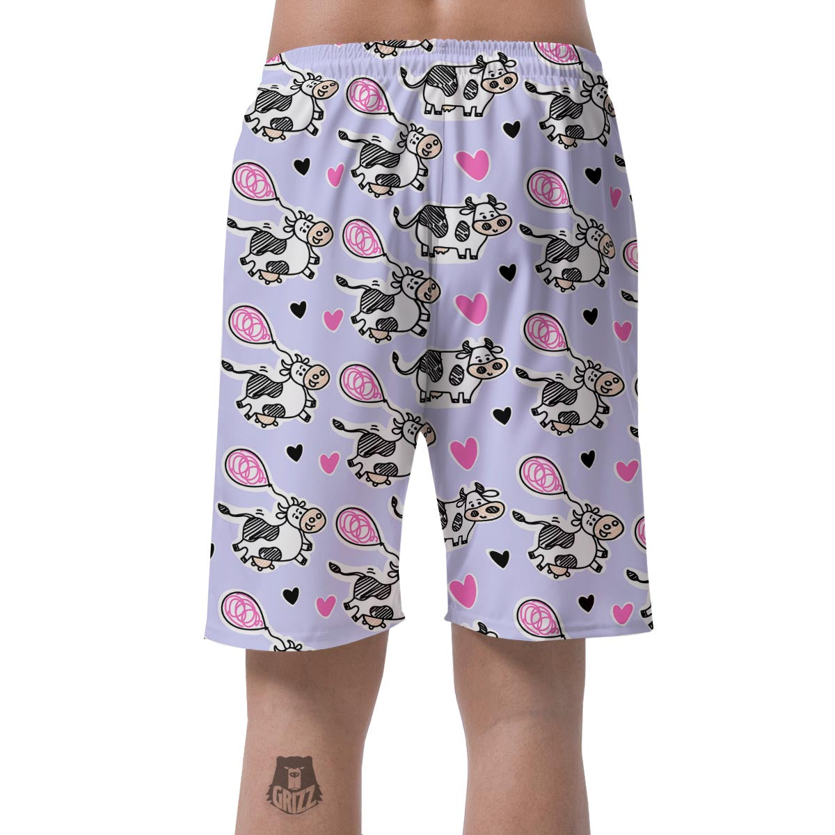 Cow Doodle Print Men's Shorts-grizzshop