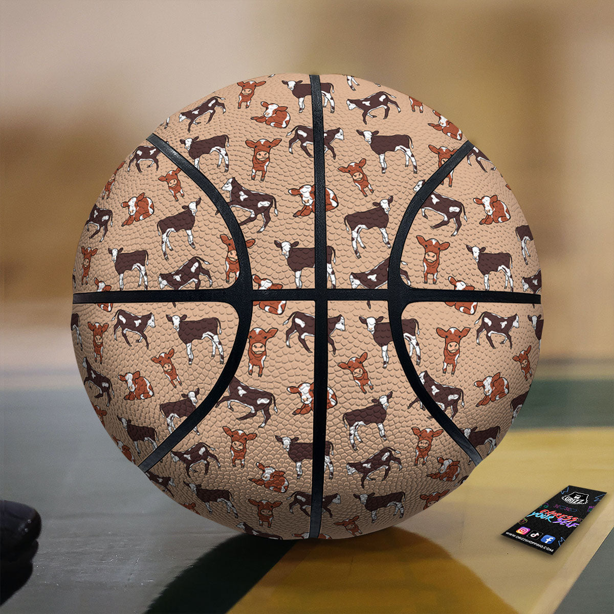 Cow Doodle Print Pattern Basketball-grizzshop