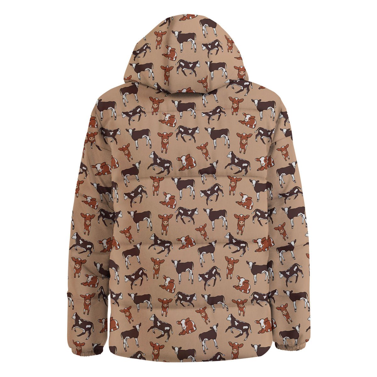 Cow Doodle Print Pattern Down Jacket-grizzshop