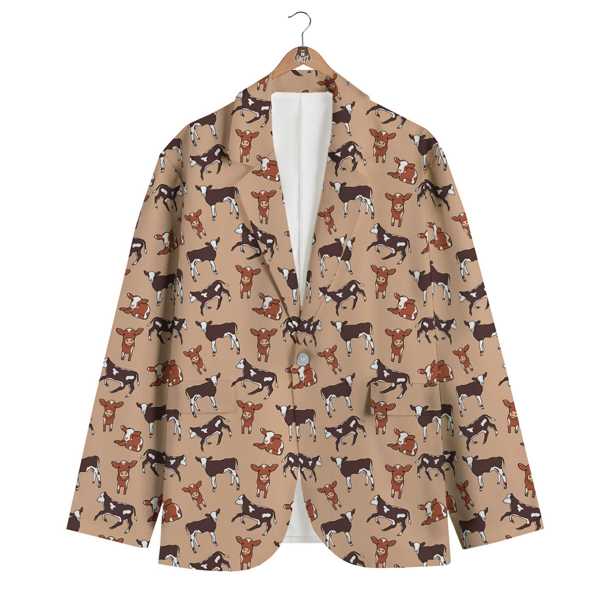 Cow Doodle Print Pattern Men's Blazer-grizzshop