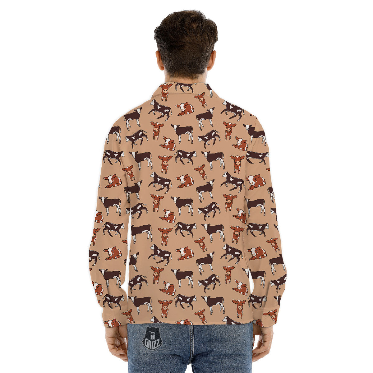 Cow Doodle Print Pattern Men's Dress Shirts-grizzshop
