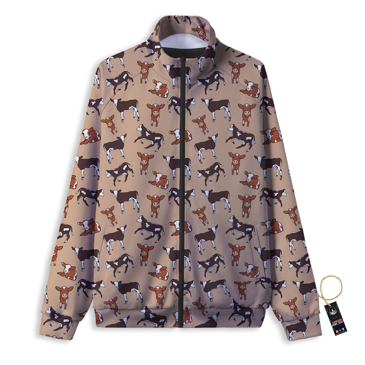 Cow Doodle Print Pattern Track Jacket-grizzshop