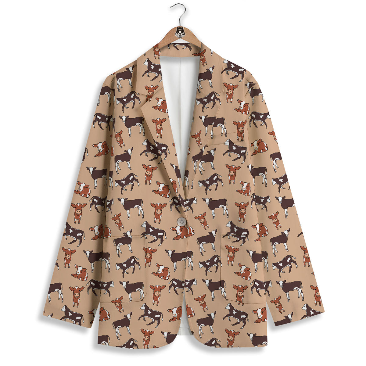 Cow Doodle Print Pattern Women's Blazer-grizzshop