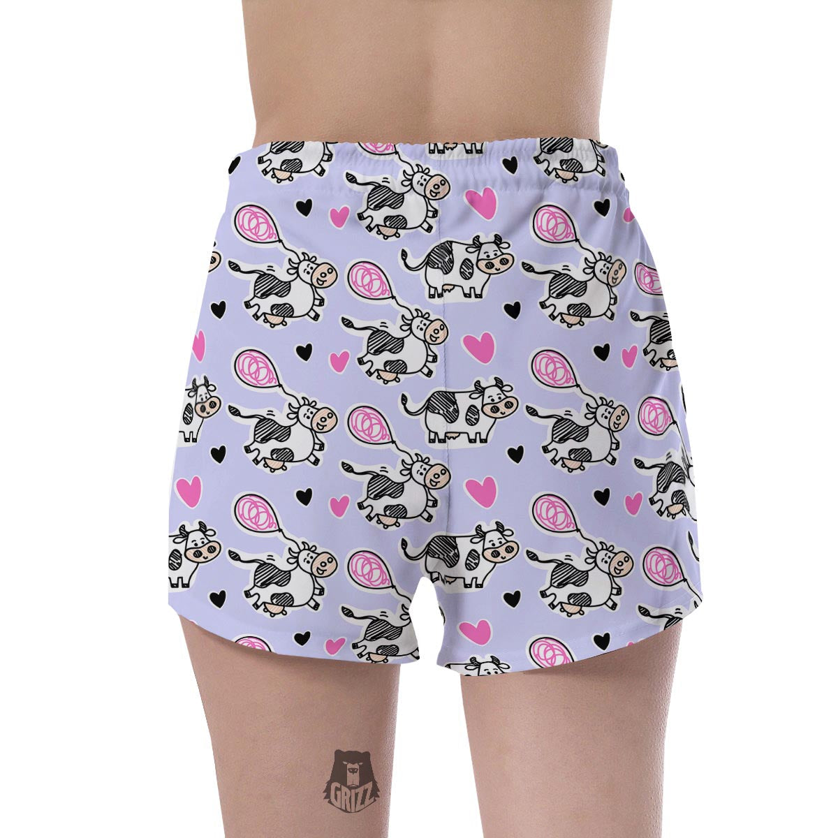 Cow Doodle Print Women's Shorts-grizzshop