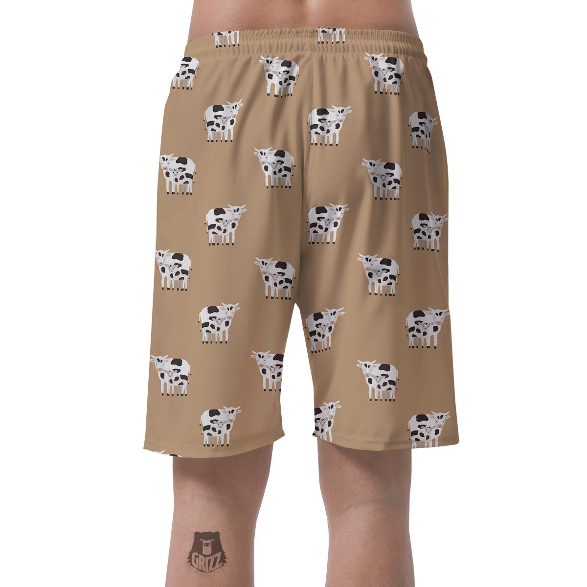 Cow Family Print Men's Shorts-grizzshop