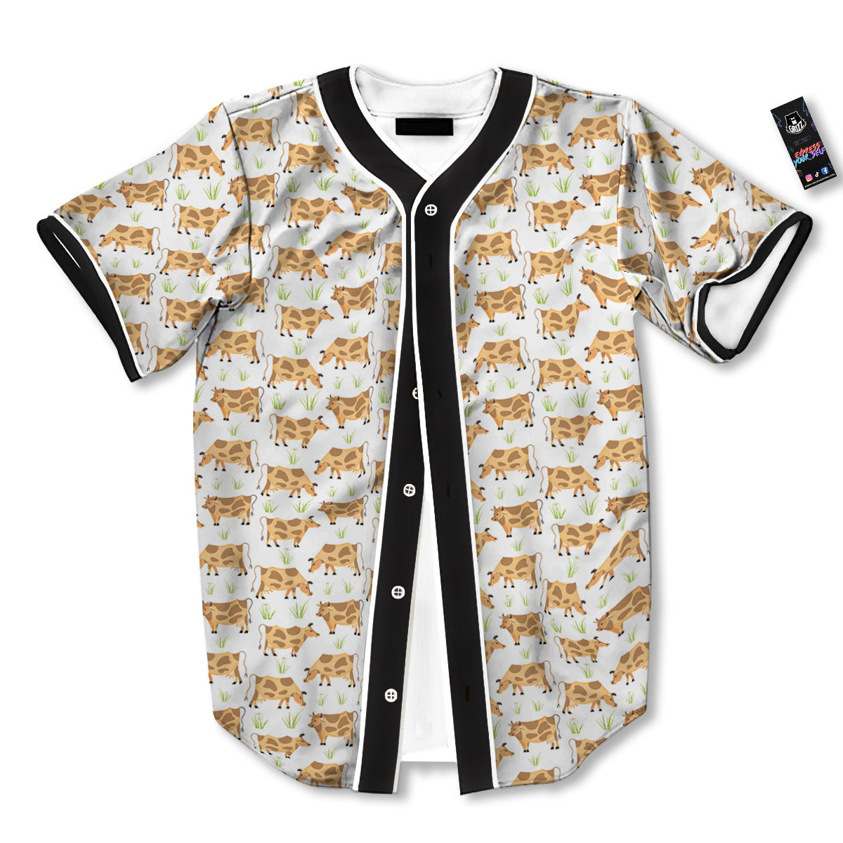 Cow Farm Cartoon Dairy Print Pattern Baseball Jersey-grizzshop