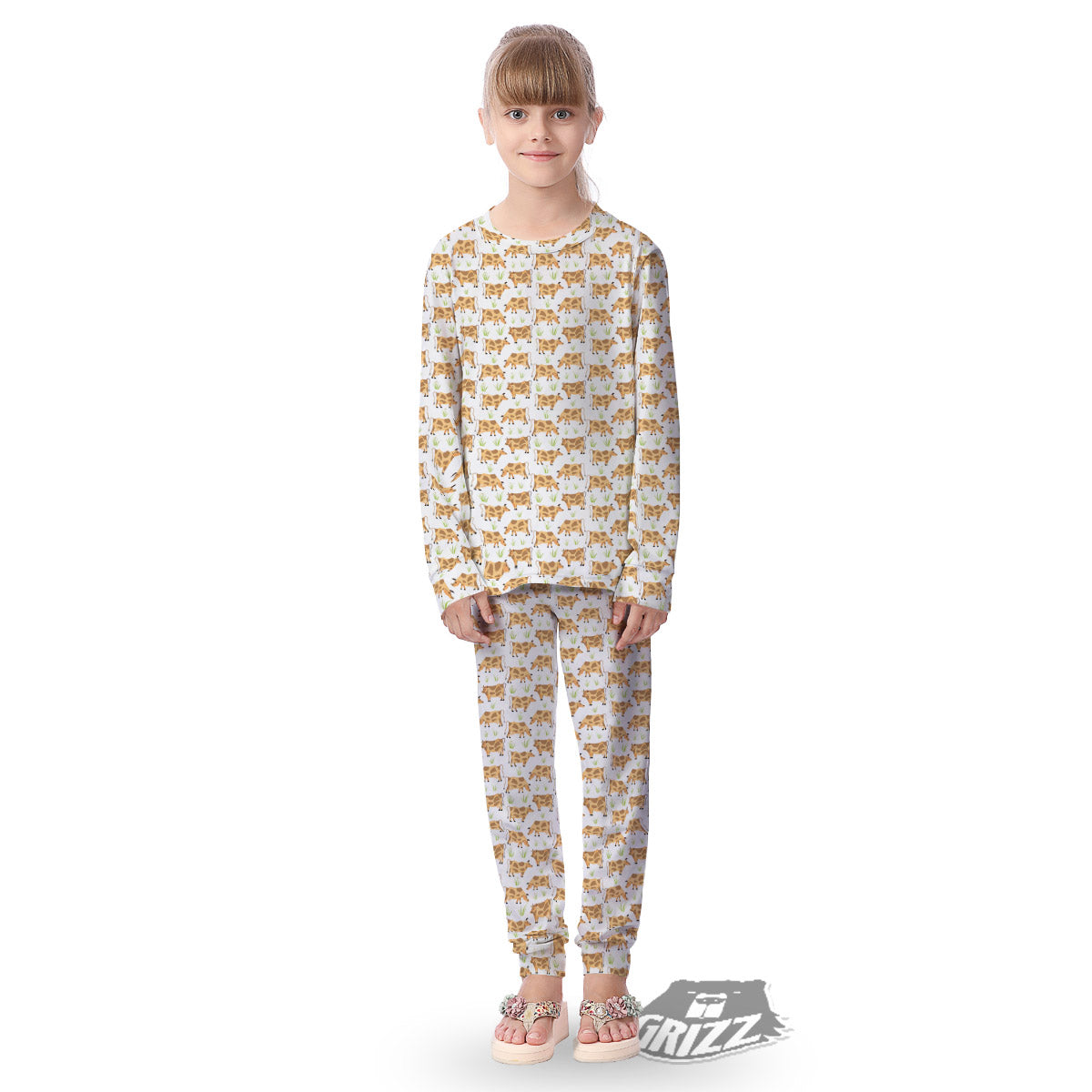 Cow Farm Cartoon Dairy Print Pattern Kid's Pajamas-grizzshop