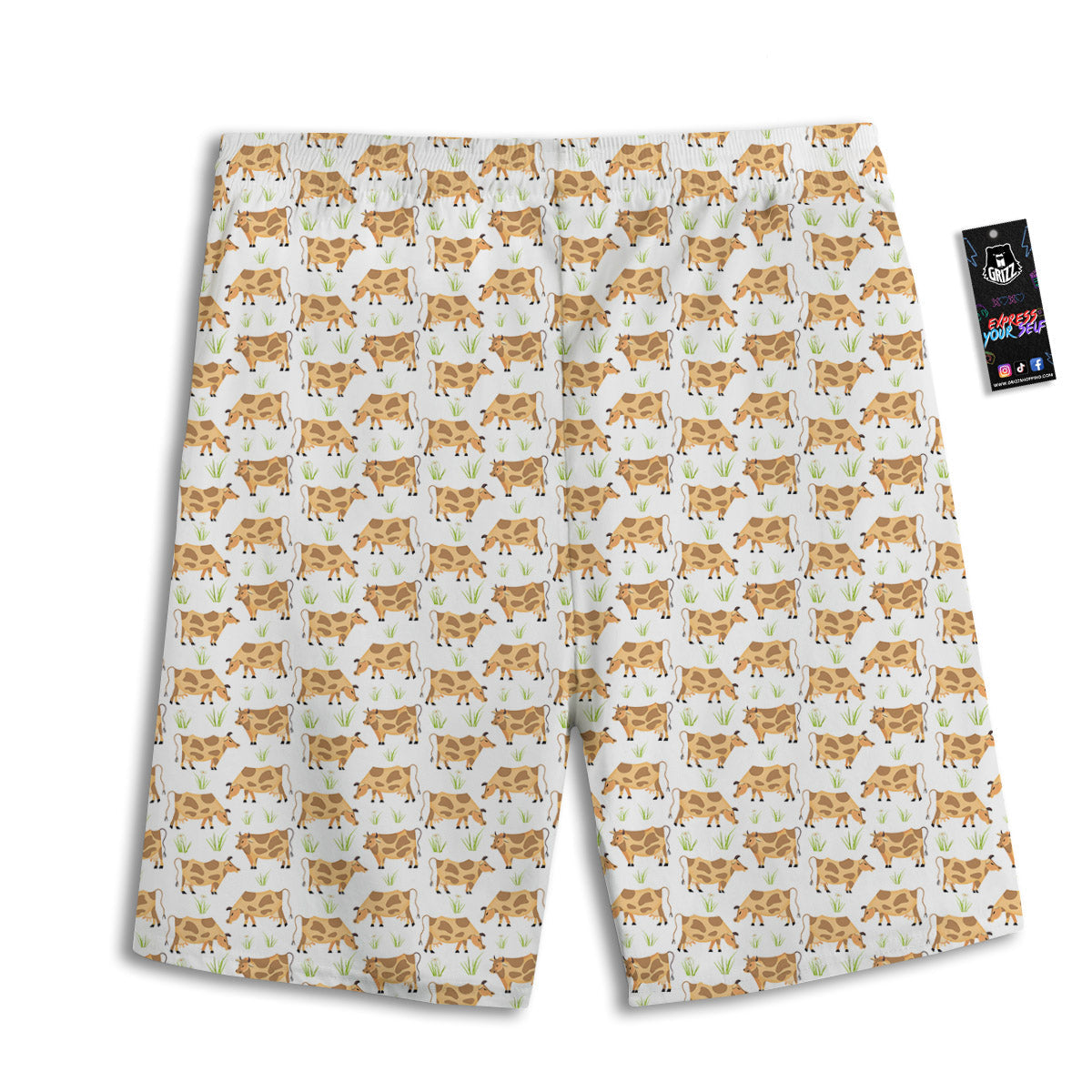 Cow Farm Cartoon Dairy Print Pattern Men's Athletic Shorts