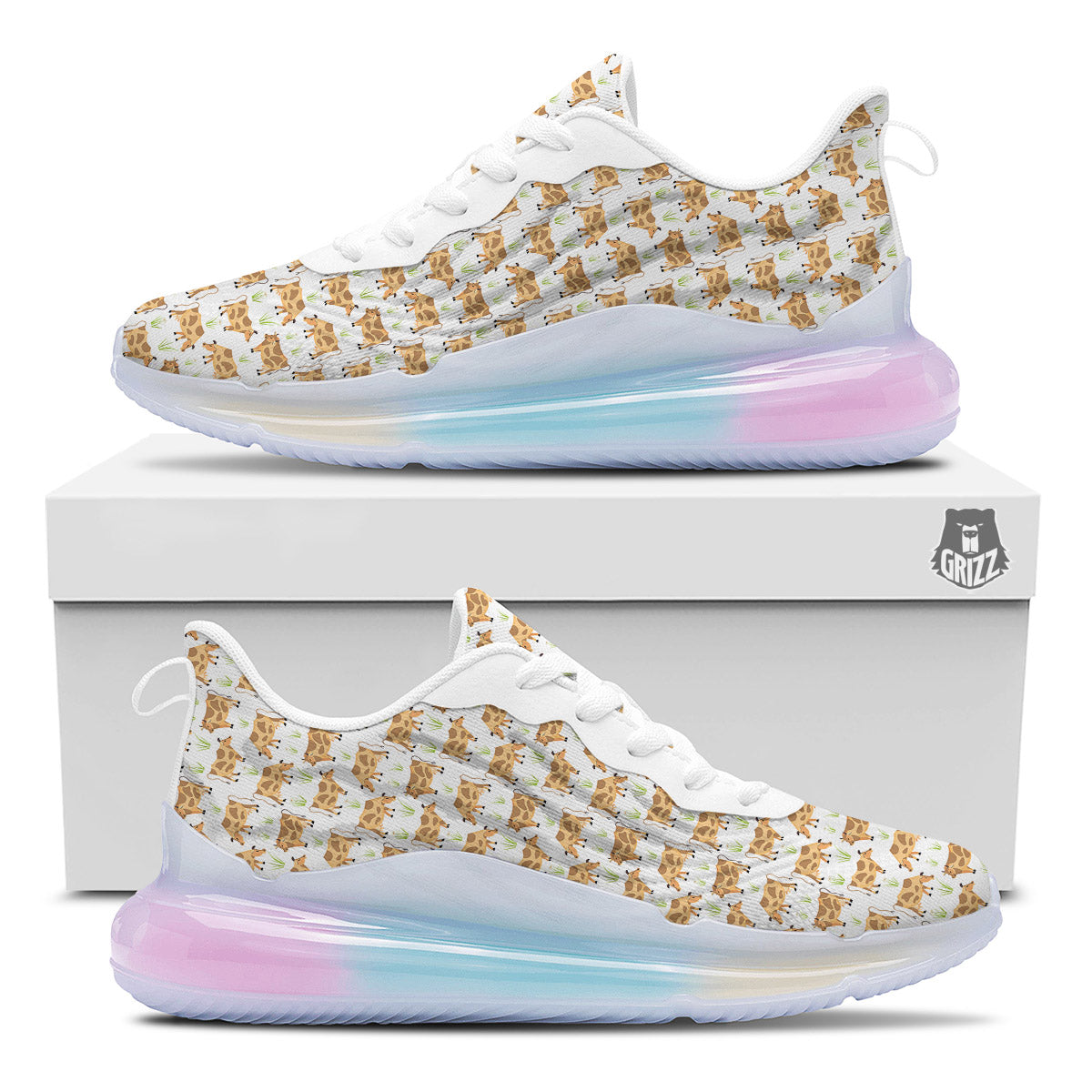 Cow Farm Cartoon Dairy Print Pattern Running Sneakers-grizzshop
