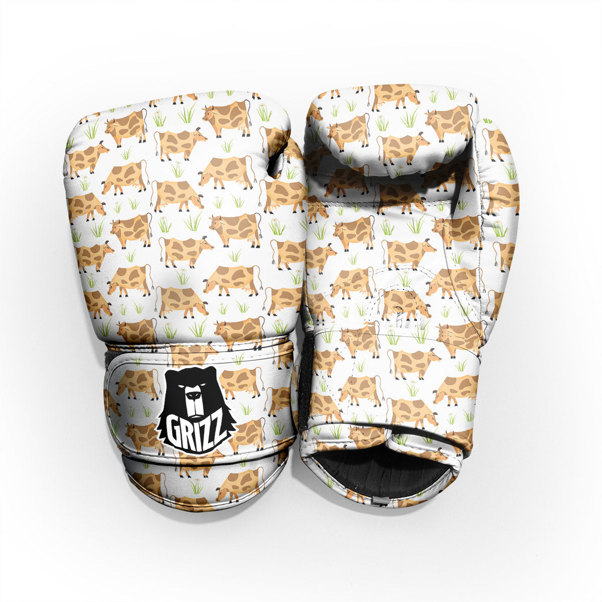 Cow Farm Cartoon Dairy Print Pattern Pro Boxing Glove